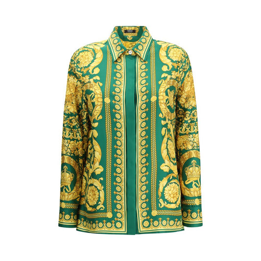 Versace Bicolor Silk Pattern Shirt 1728,72470364320,Bicolor,Clothing,IT40 | M,IT44 | L,New with tags,Pattern - Shirts - Clothing,Shirts - Clothing,Versace,Women