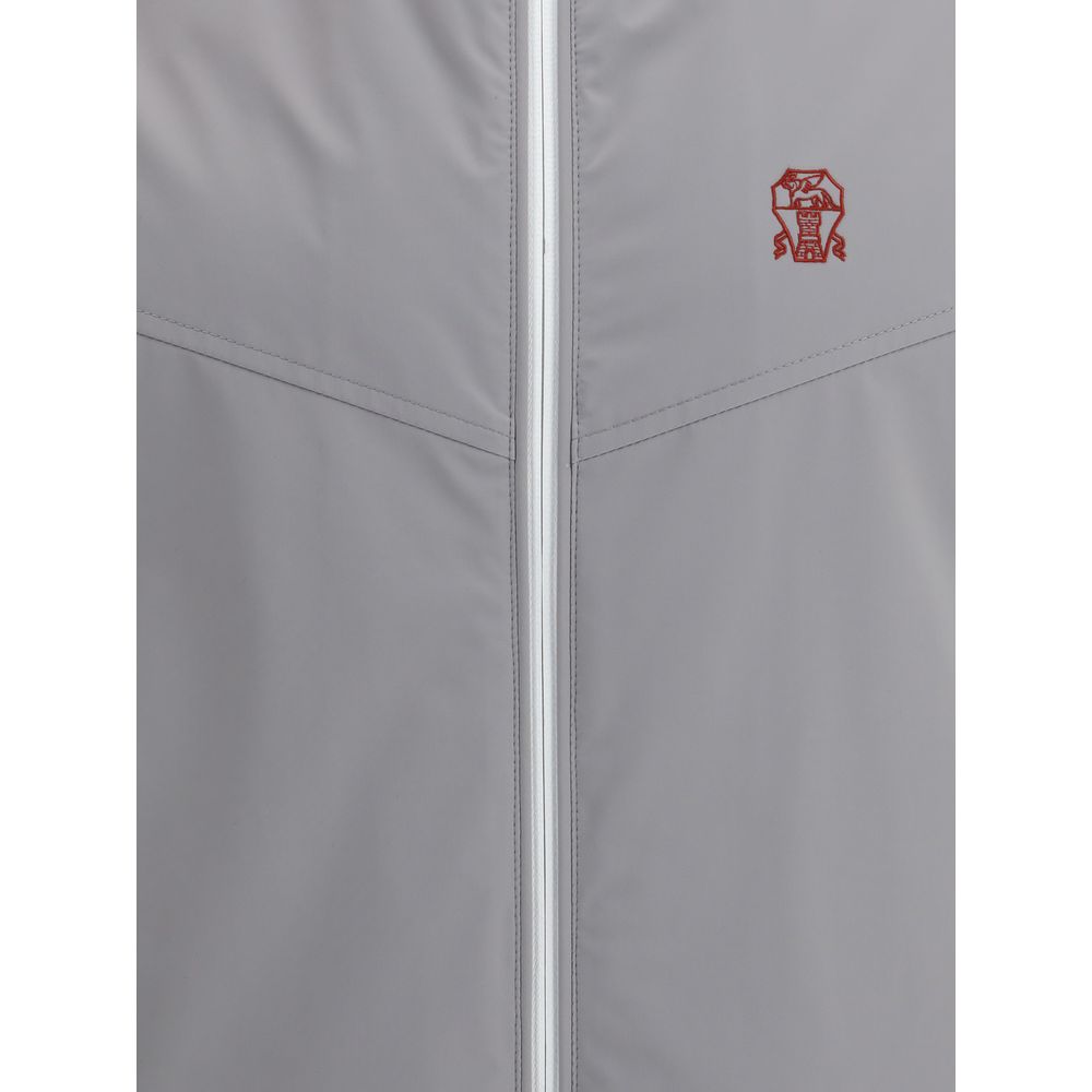 Brunello Cucinelli Gray Polyamide Sleveless Jacket Brunello Cucinelli