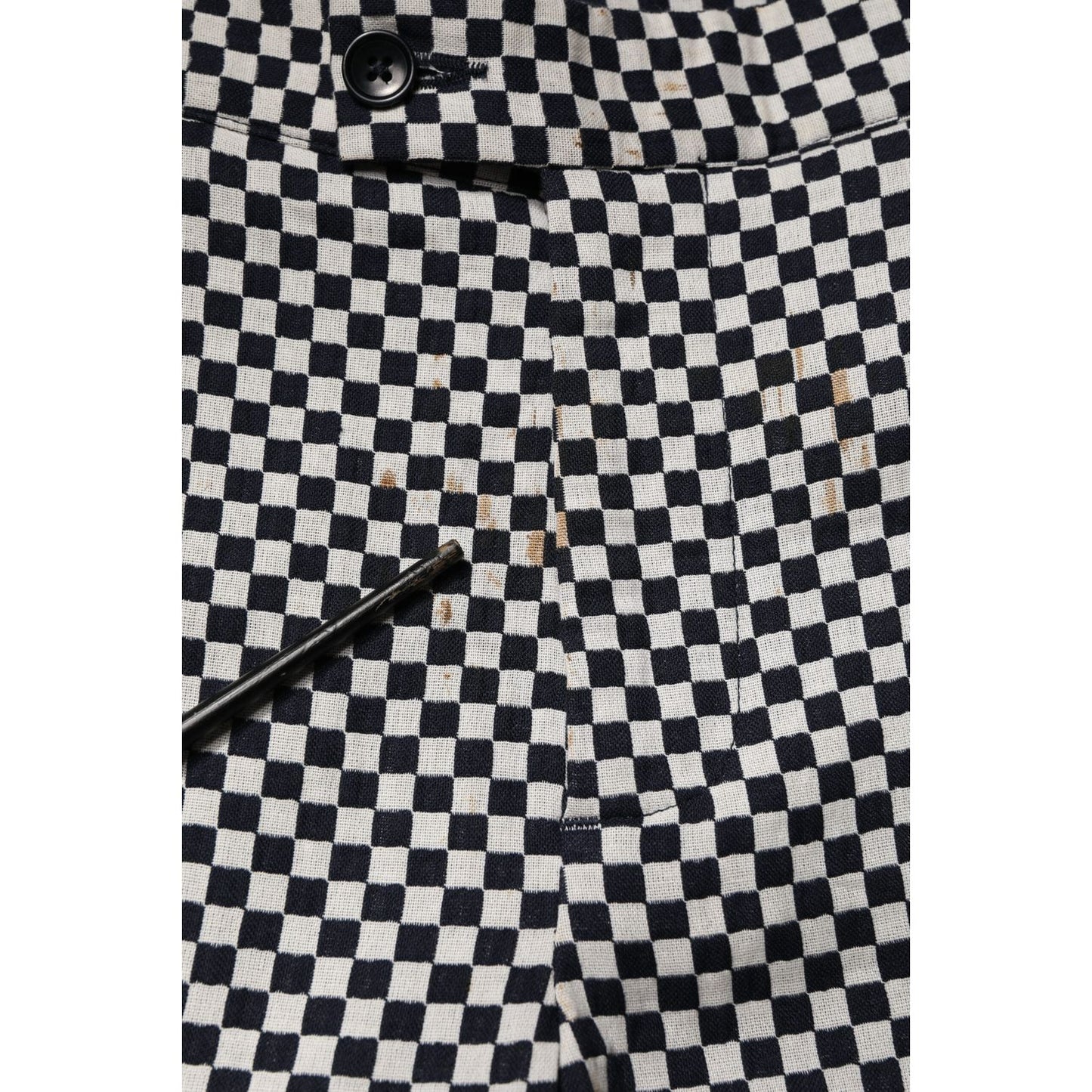 Daniele Alessandrini Black White Checkered Men Cropped Pants