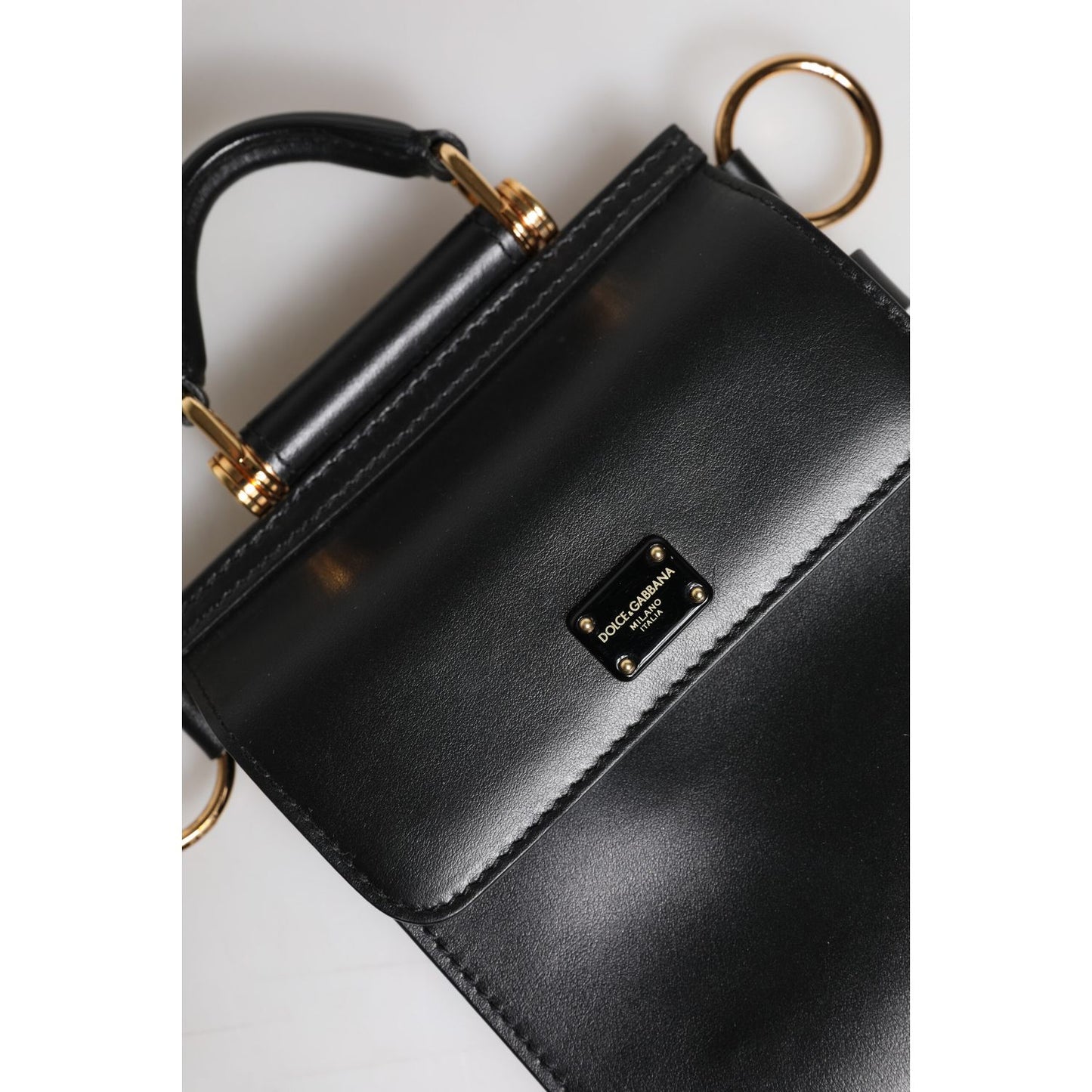 Dolce & Gabbana Black Calfskin Leather Logo Plaque Mini Bag