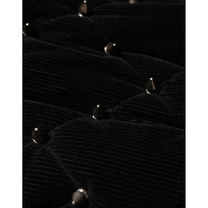 Dolce & Gabbana Black Cotton Quilted Studded Sleeve Hoodie Jacket