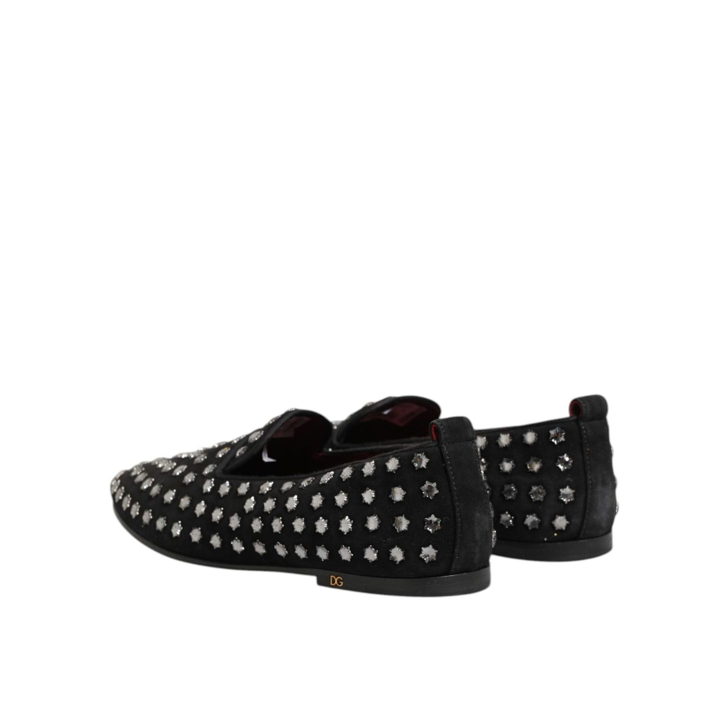 Dolce & Gabbana Black Crystal Embellished Loafers Dress Shoes