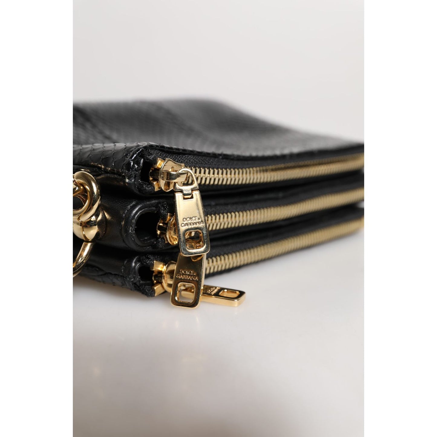 Dolce & Gabbana Black Exotic Leather Shoulder Sling Clutch Bag
