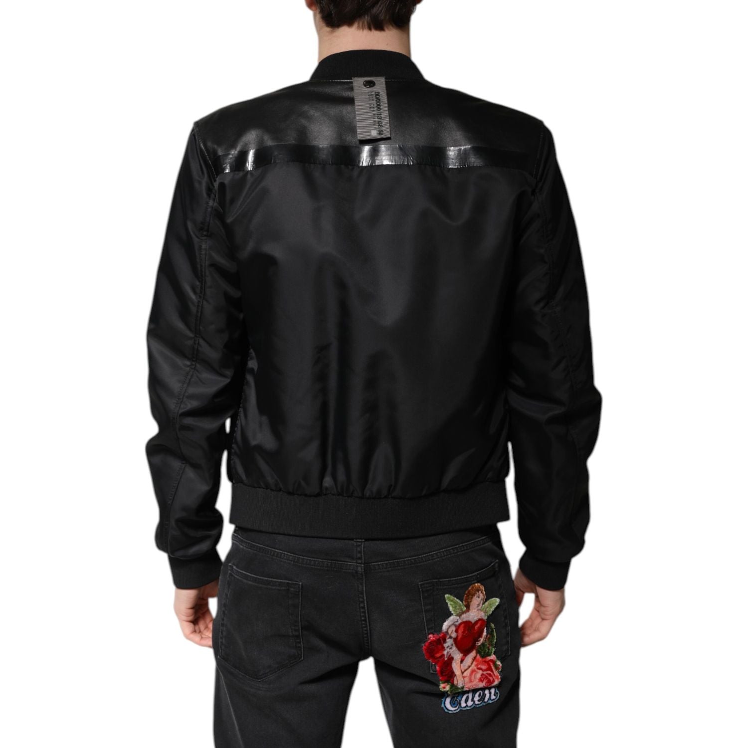 Dolce & Gabbana Black Lambskin Leather Biker Full Zip Jacket