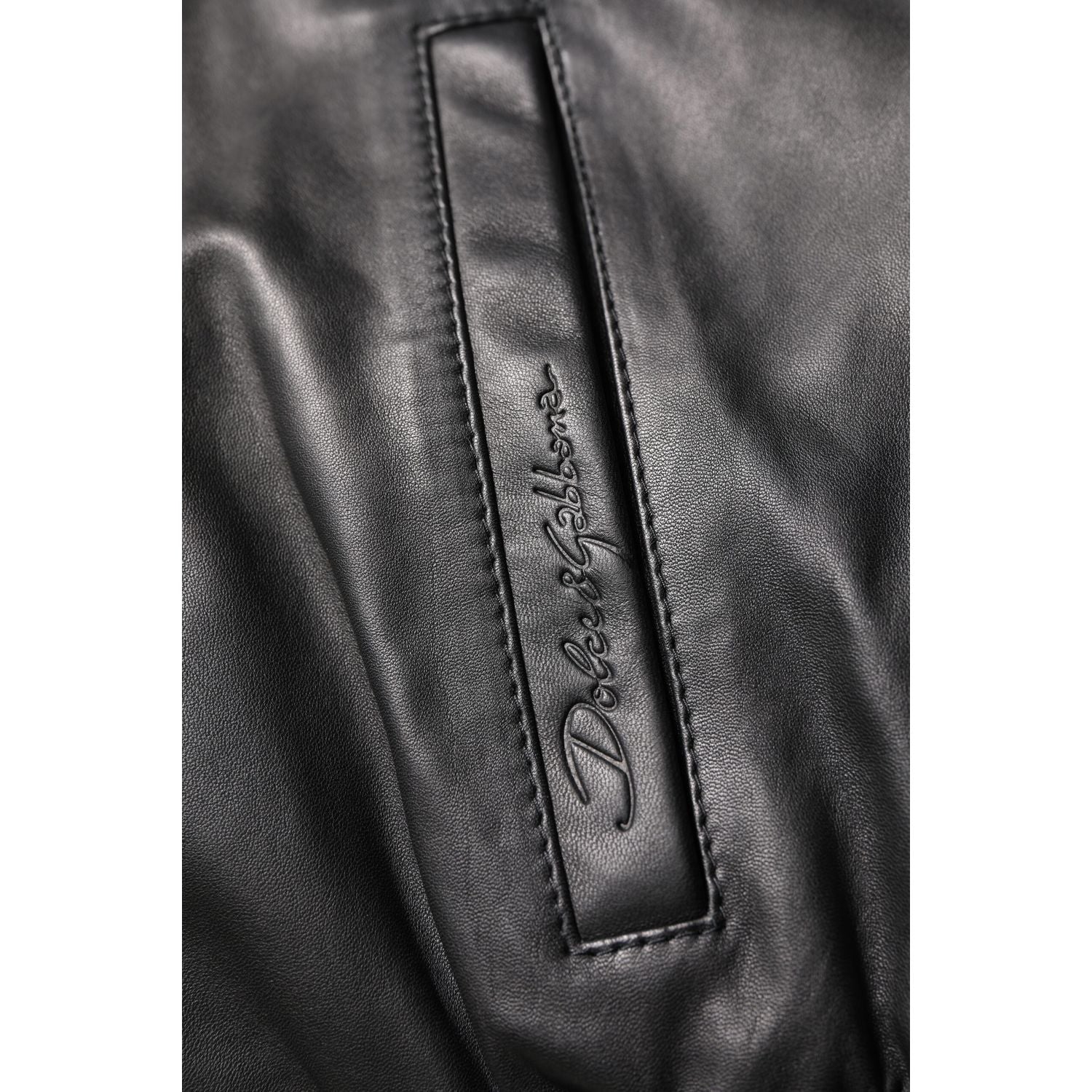 Dolce & Gabbana Black Lambskin Leather Full Zip Biker Jacket