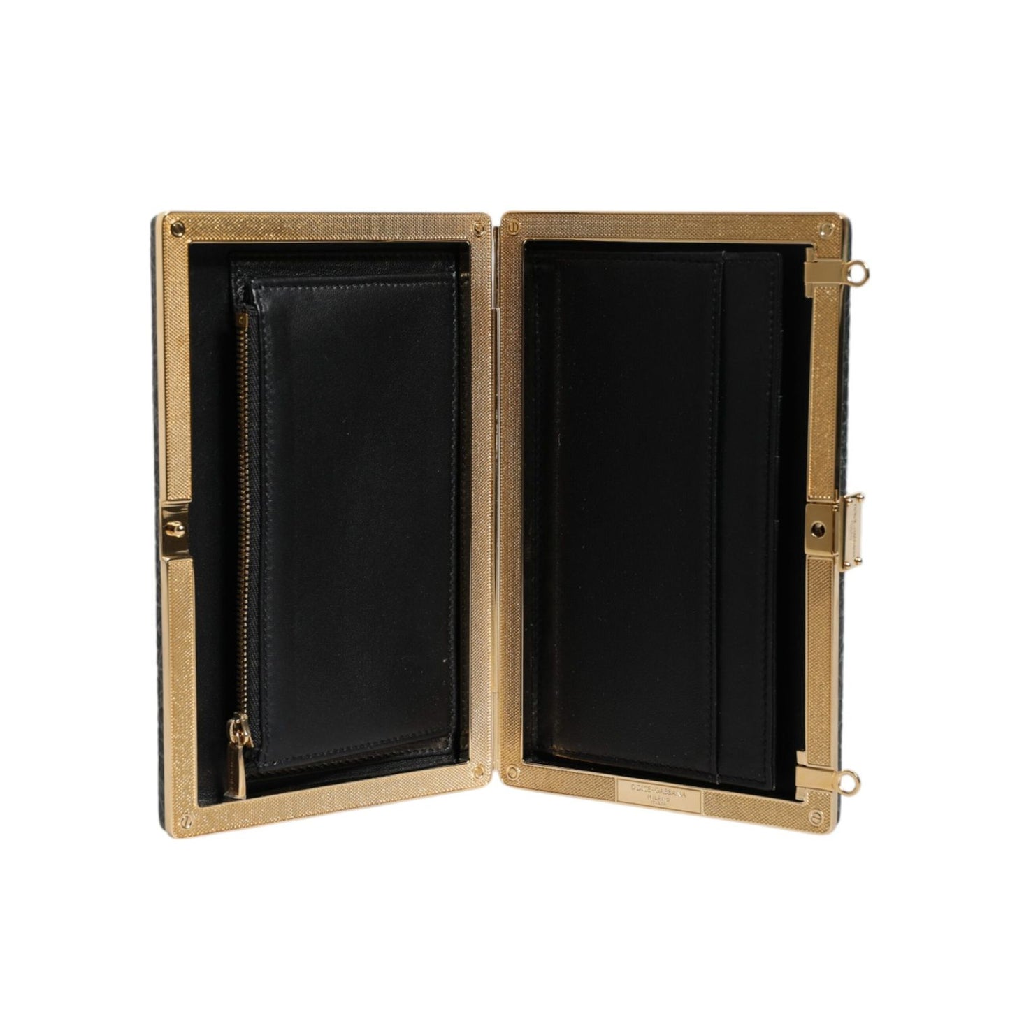 Dolce & Gabbana Black Leather Clutch Evening Crossbody Bag