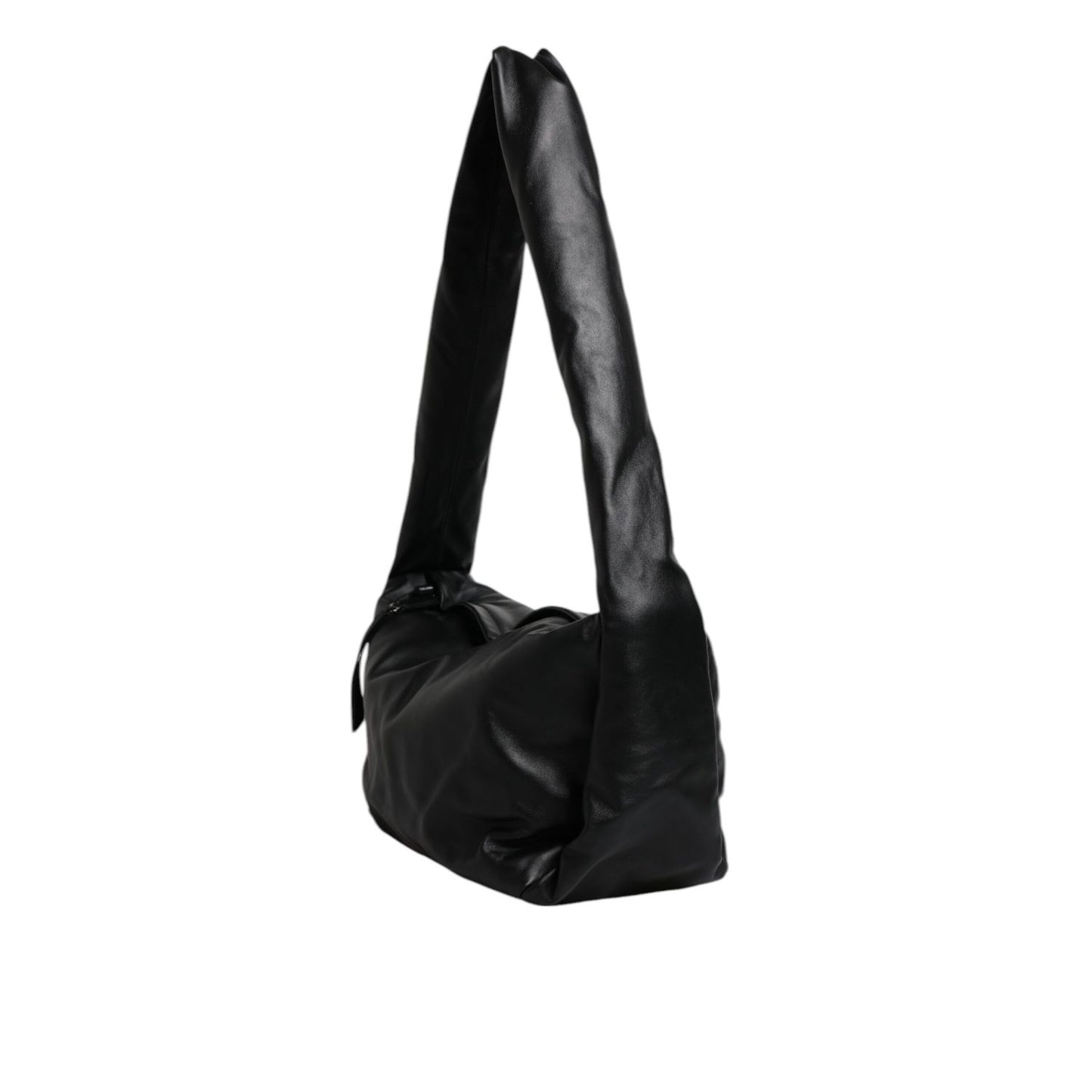 Dolce & Gabbana Black Leather Logo Plaque Shoulder Bag