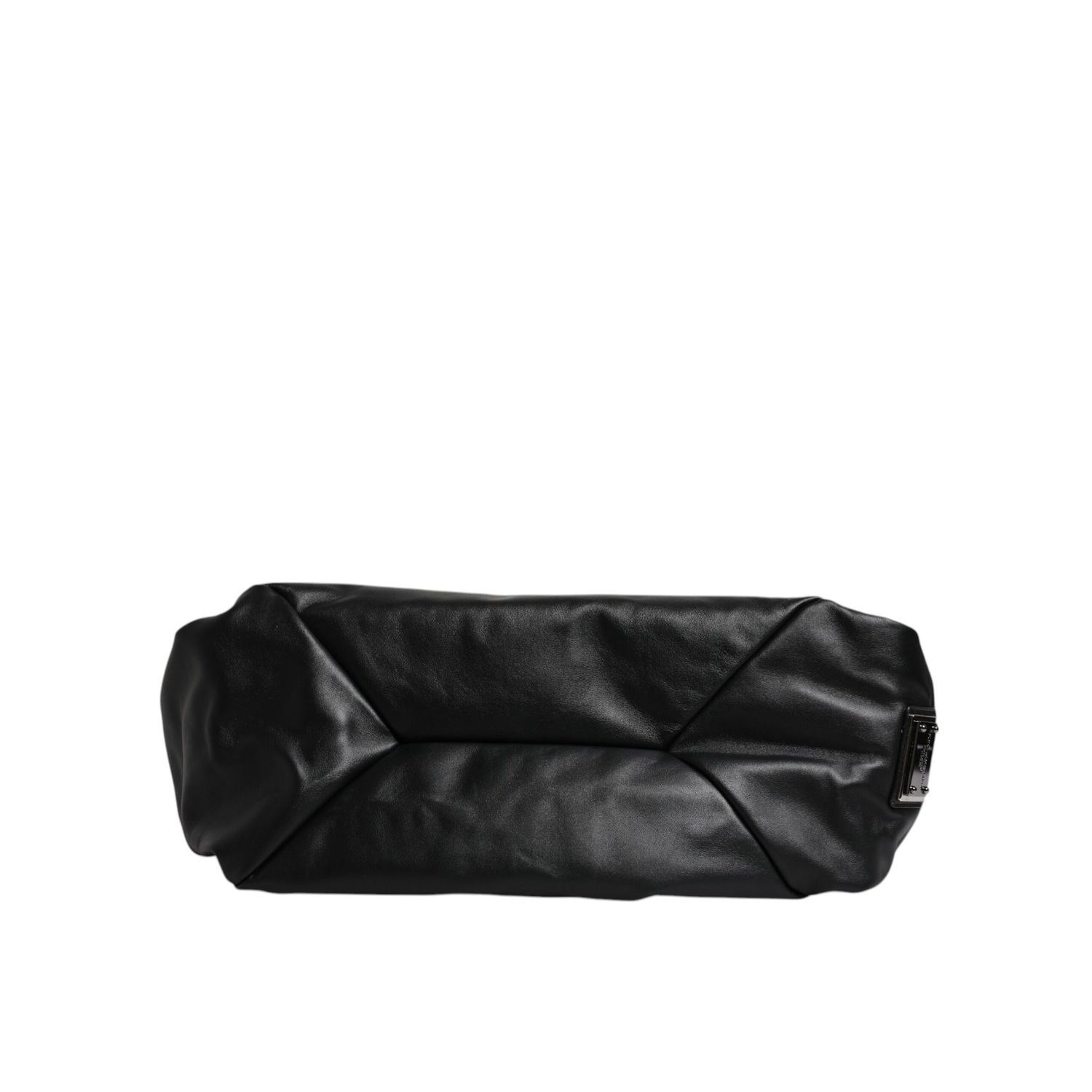 Dolce & Gabbana Black Leather Logo Plaque Shoulder Bag