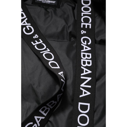 Dolce & Gabbana Black Logo Full Zip Hooded Quilted Jacket