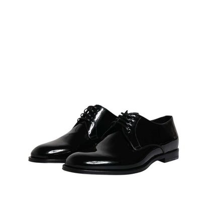 Dolce & Gabbana Black Patent Leather Derby Formal Dress Shoes