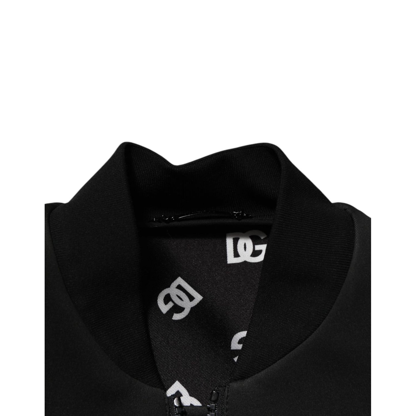 Dolce & Gabbana Black Polyester Logo Plaque Bomber Jacket