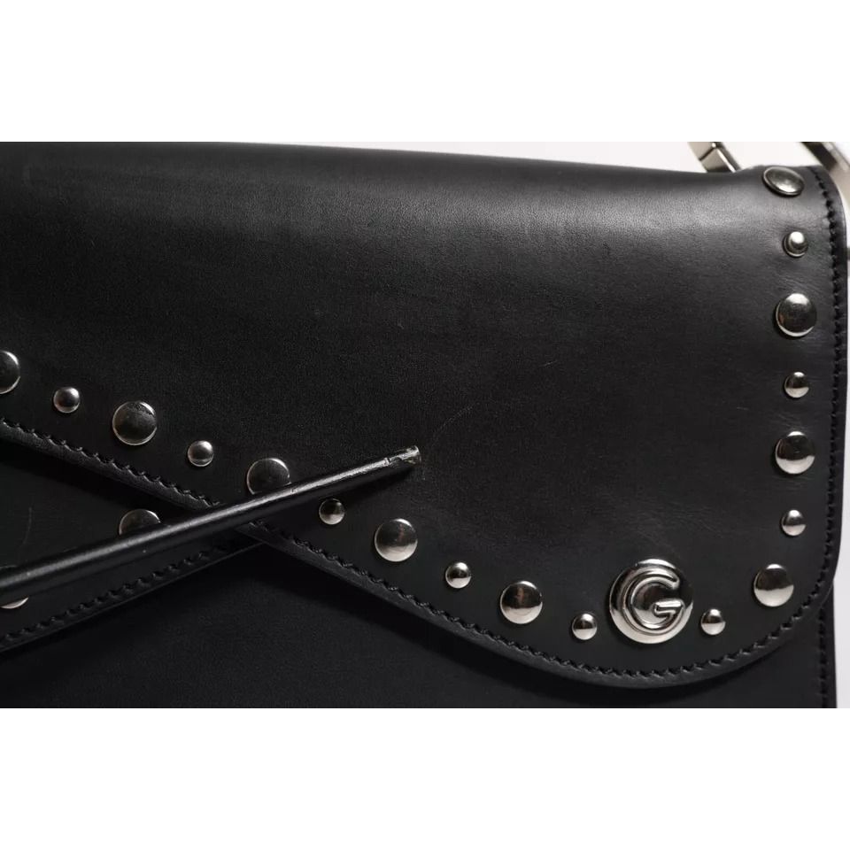 Dolce & Gabbana Black Small Leather Studded Shoulder Crossbody Bag