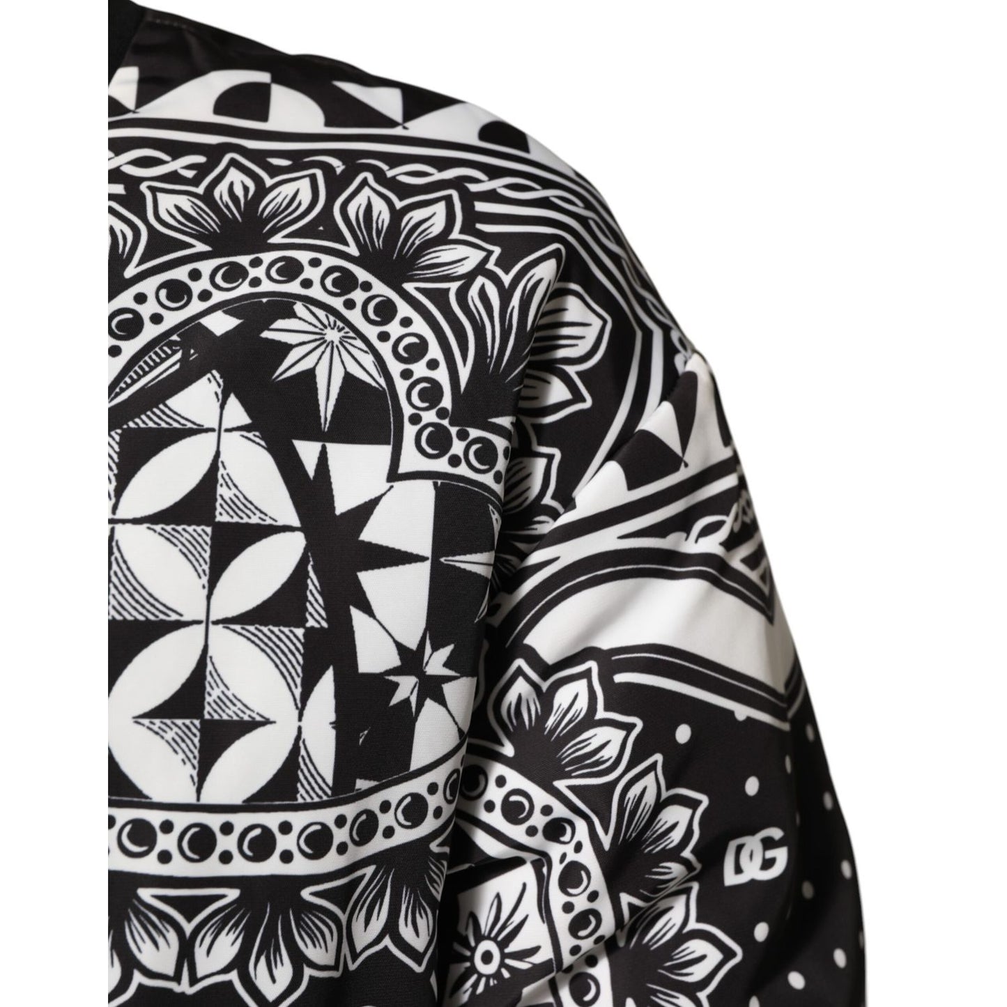 Dolce & Gabbana Black White Bandana Print Bomber Jacket