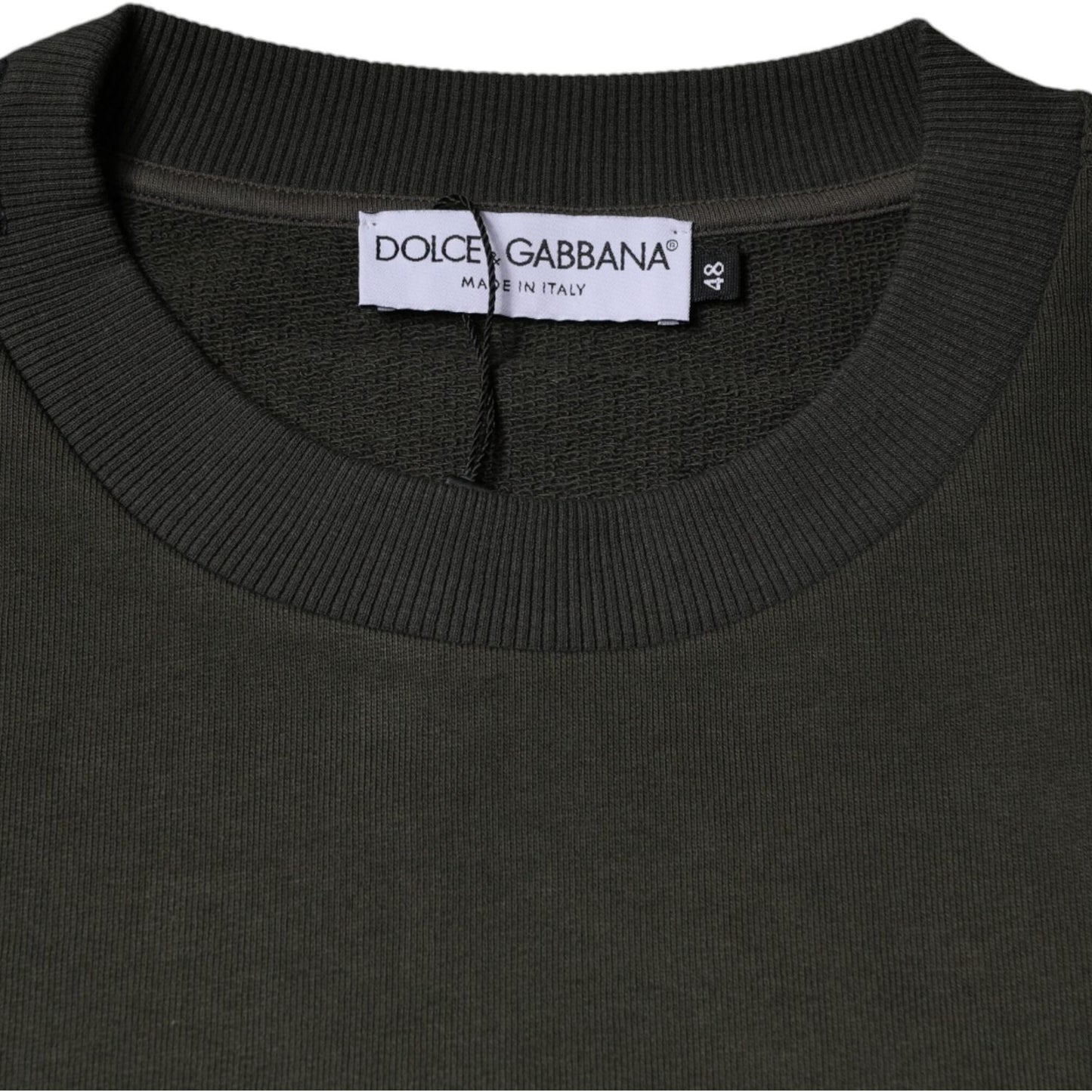 Dolce & Gabbana Army Green Crown Cotton Sweatshirt Sweater TSH86971-48