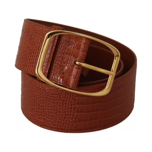 Dolce & Gabbana Brown Wide Waist Design Leather Gold Metal Buckle Belt WMB123 -75