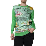 Dolce & Gabbana Green Silk Granita Al Limone Long Sleeves Sweater TSH86571-44