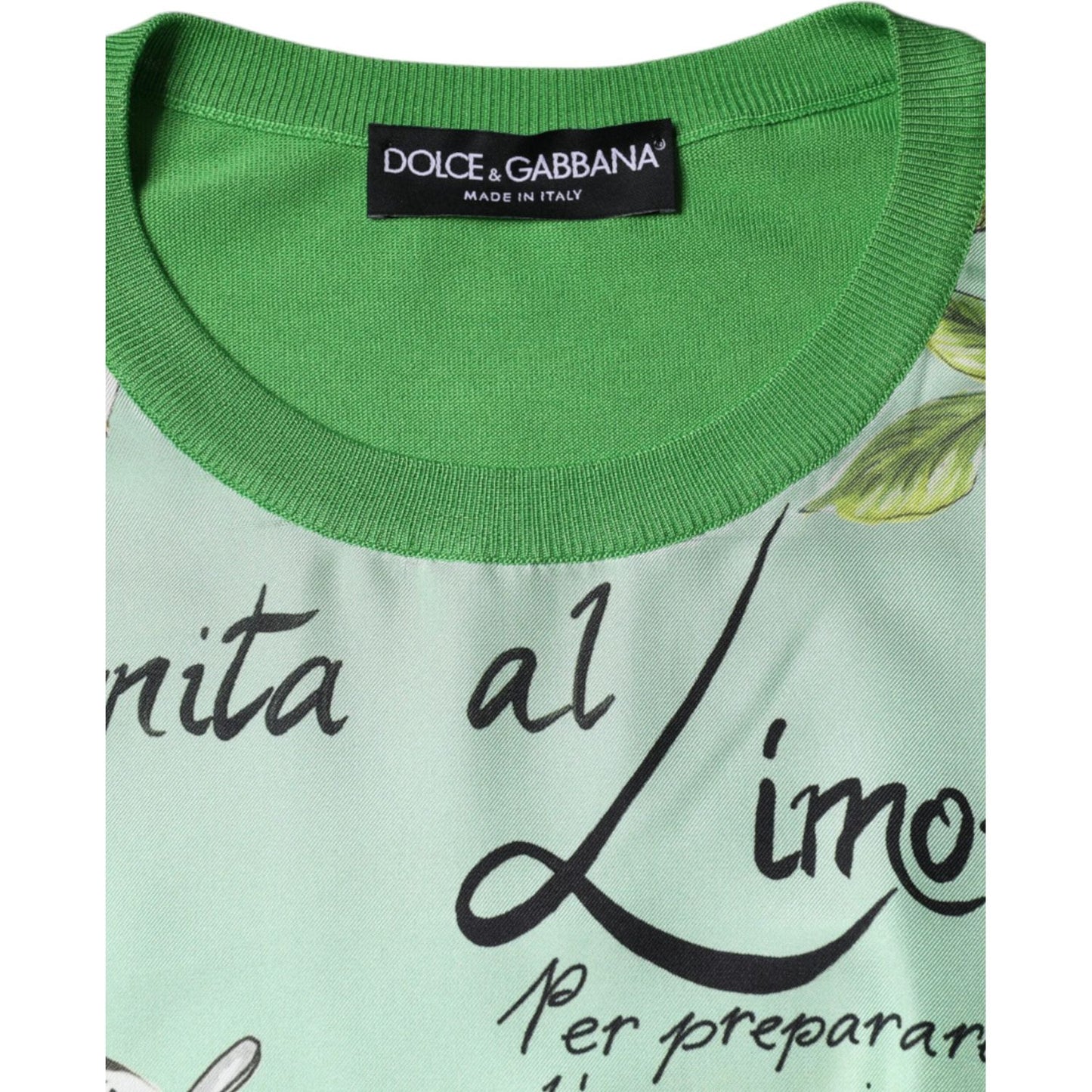 Dolce & Gabbana Green Silk Granita Al Limone Long Sleeves Sweater TSH86571-44