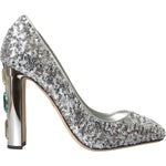 Dolce & Gabbana Silver Sequin Embellished Heels Pumps Shoes LA10787-39