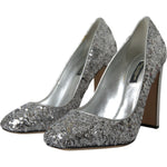 Dolce & Gabbana Silver Sequin Embellished Heels Pumps Shoes LA10787-39