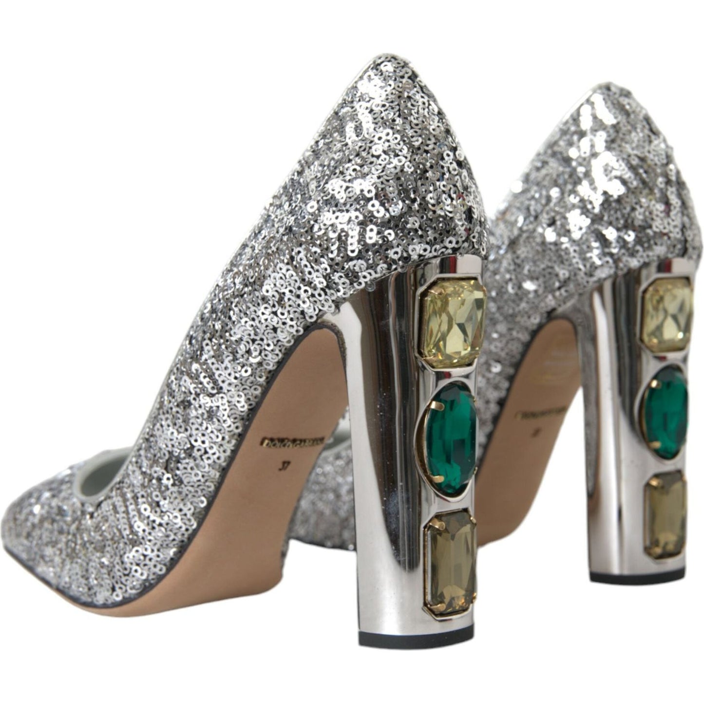 Dolce & Gabbana Silver Sequin Embellished Heels Pumps Shoes LA10787-39