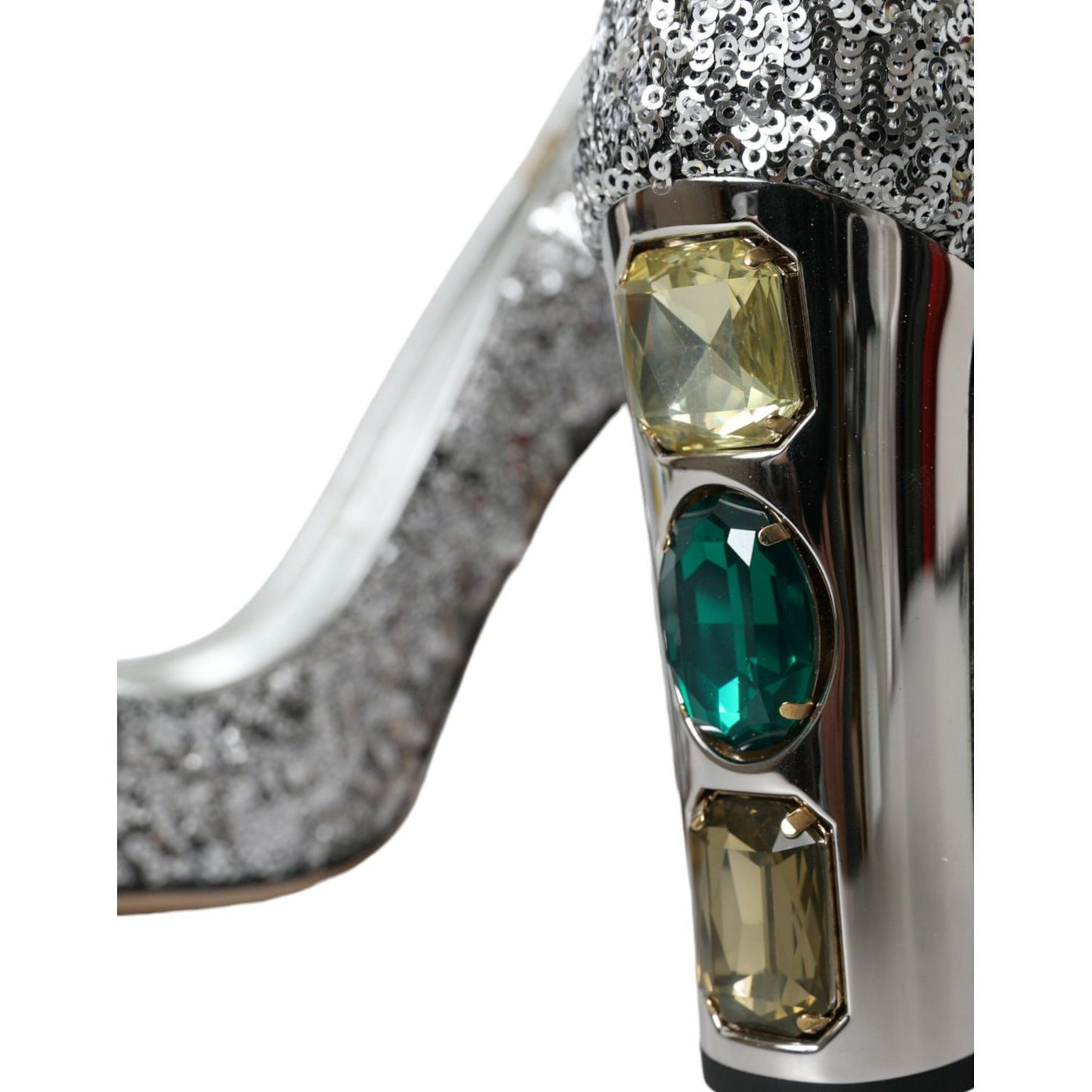 Dolce & Gabbana Silver Sequin Embellished Heels Pumps Shoes LA10787-39