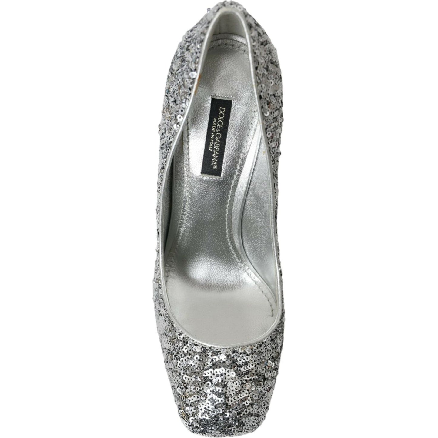 Dolce & Gabbana Silver Sequin Embellished Heels Pumps Shoes LA10787-39