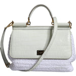 Dolce & Gabbana White Rafia Leather SICILY Crossbody Bag Dolce & Gabbana Light Gray