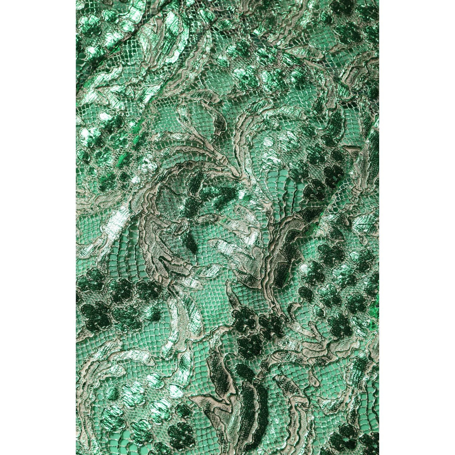 Dolce & Gabbana Green Cotton Floral Lace Sheath Midi Dress