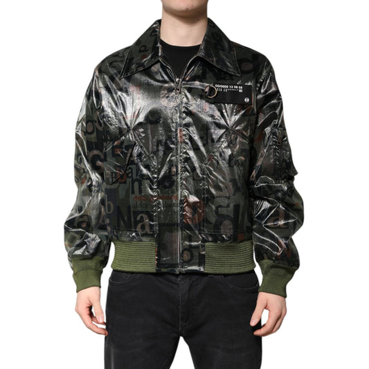 Dolce & Gabbana Green DG Logo Print Bomber Full Zip Jacket Dolce & Gabbana