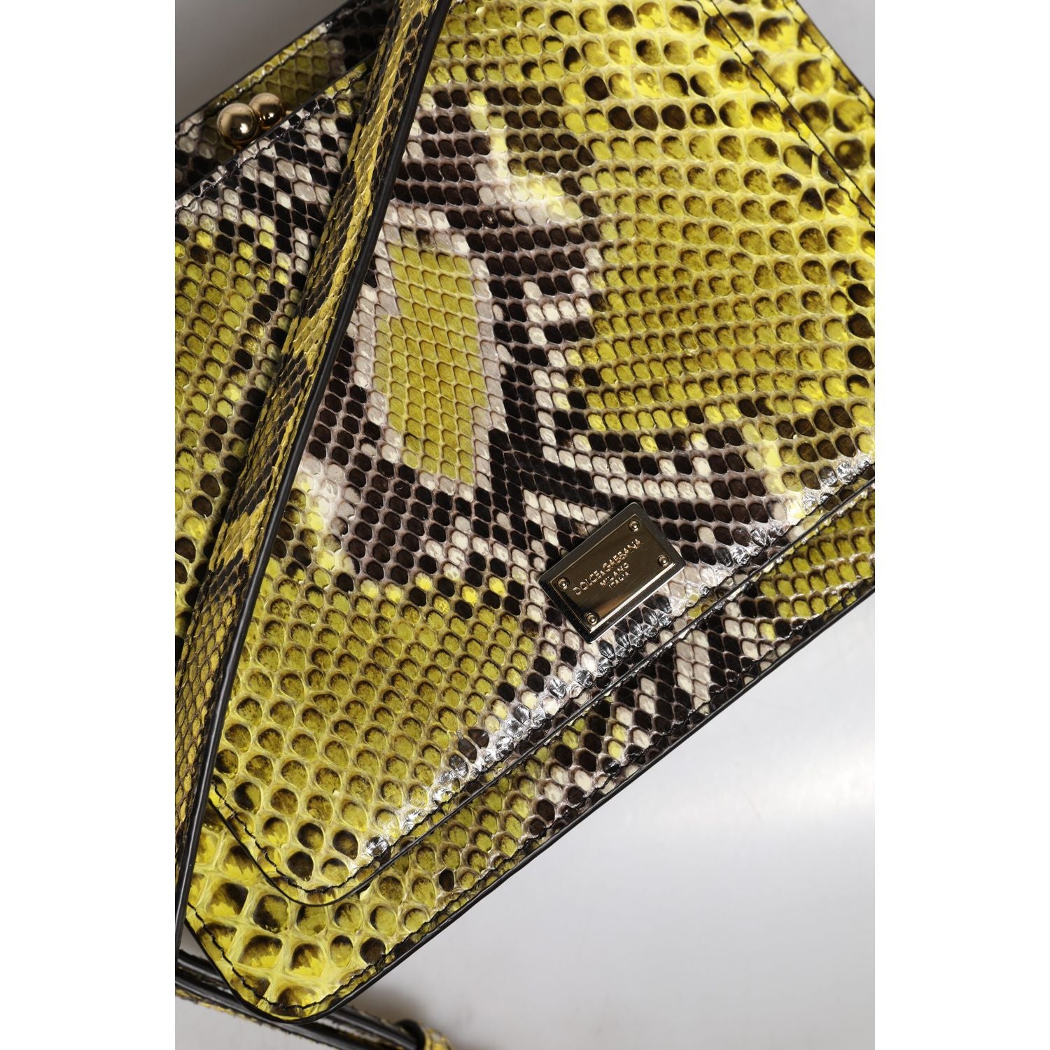 Dolce & Gabbana Green Exotic Leather DG Plaque Crossbody Clutch Bag