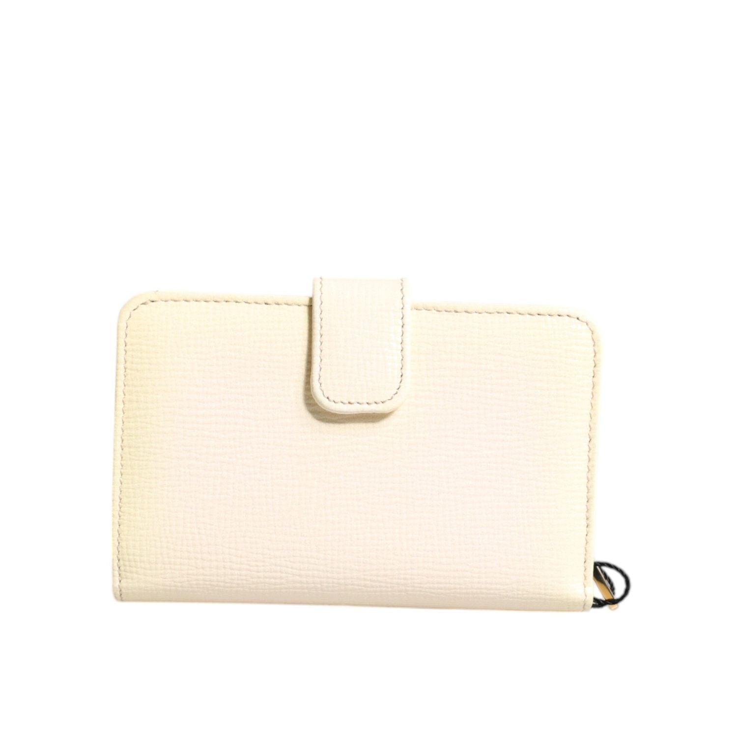 Dolce & Gabbana Ivory Calf Leather Compact Logo Plaque Card Holder Wallet