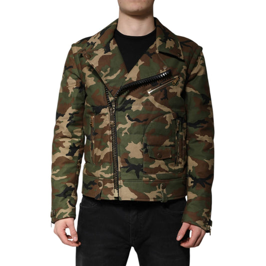 Dolce & Gabbana Multicolor Camouflage Nylon Biker Jacket Dolce & Gabbana