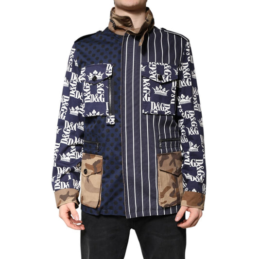 Dolce & Gabbana Multicolor Cotton Logo Patchwork Coat Jacket Dolce & Gabbana