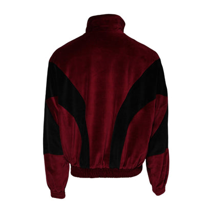 Dolce & Gabbana Red Black Cotton Logo FullZip Bomber Jacket