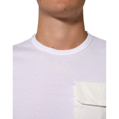 Dolce & Gabbana White Cotton Pocket Crew Neck Men Tee T-shirt