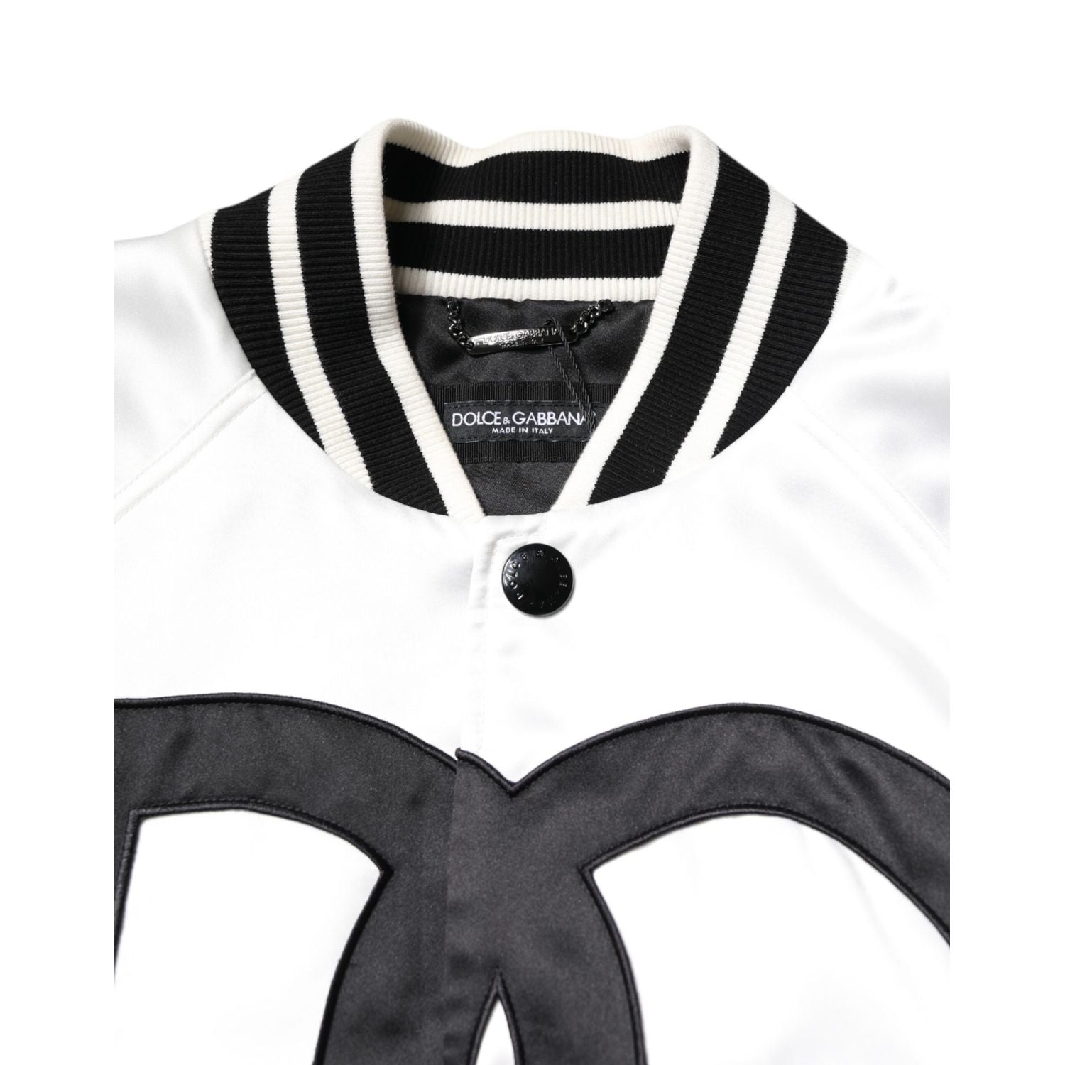 Dolce & Gabbana White DG Logo Polyester Jersey Bomber Jacket