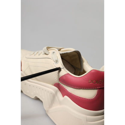 Dolce & Gabbana White Pink Leather Daymaster Sneakers Shoes