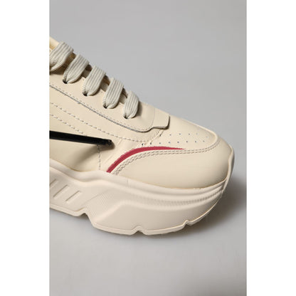 Dolce & Gabbana White Pink Leather Daymaster Sneakers Shoes