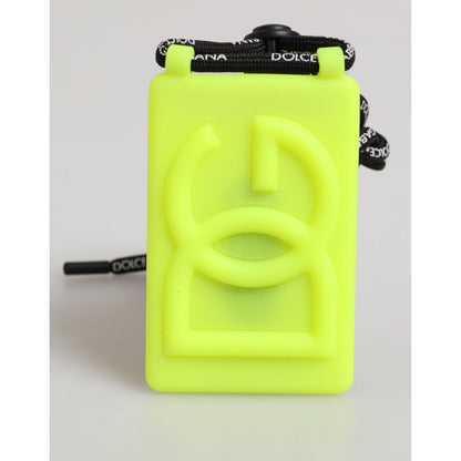 Dolce & Gabbana Yellow Green Rubber DG Embossed Adjustable Badge Holder