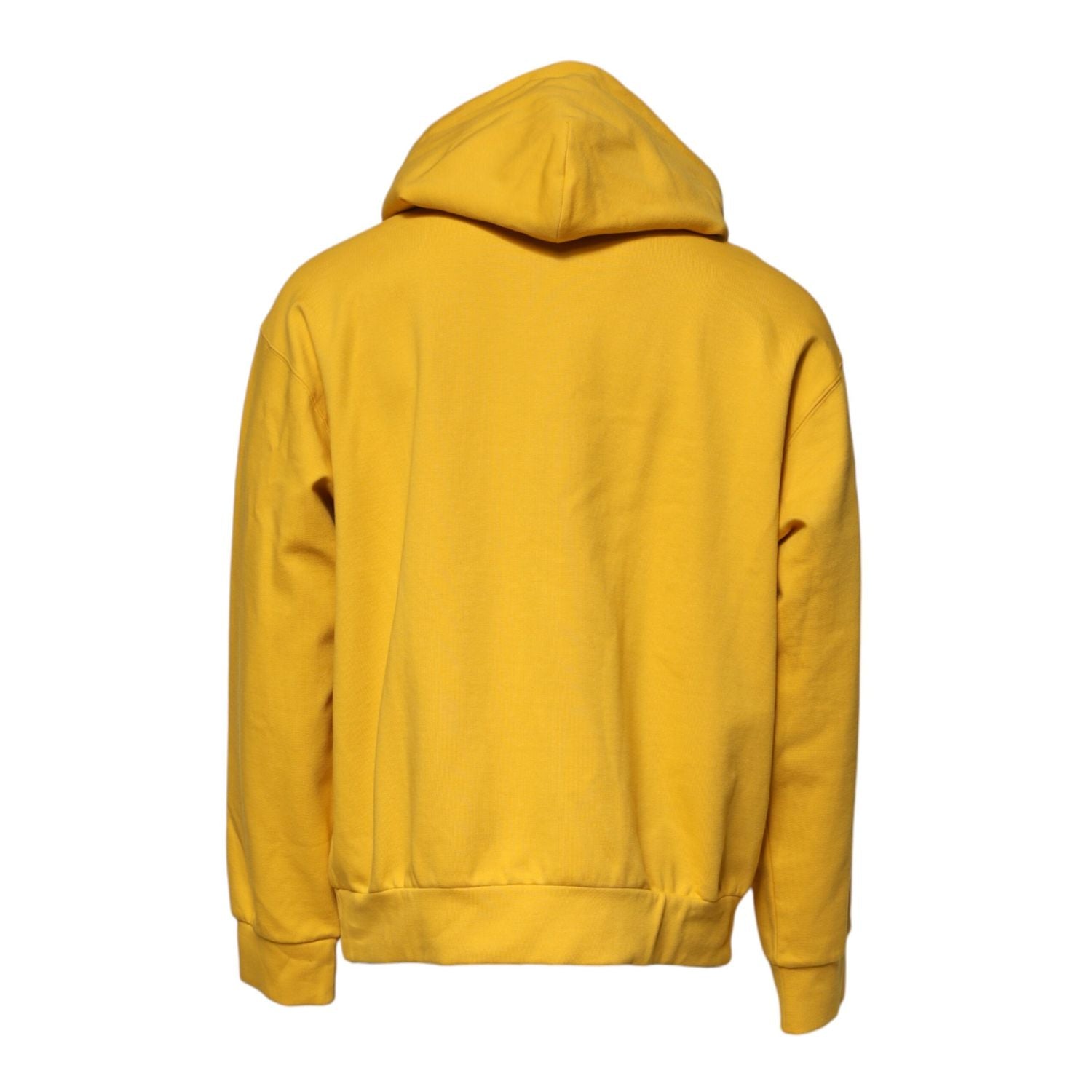 Dolce & Gabbana Yellow Logo Plaque Hooded Full Zip Sweater