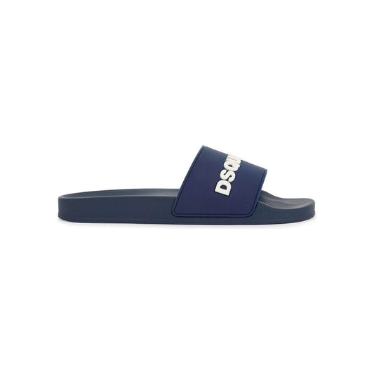 Dsquared2 navy blue polyurethane slippers with minimalist design and leather sole