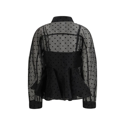 Ganni Black Recycled Polyester Pattern Shirt 1728,72470364320,Black,Clothing,Ganni,IT36 | XS,IT38 | S,New with tags,Pattern - Shirts - Clothing,Shirts - Clothing,Women