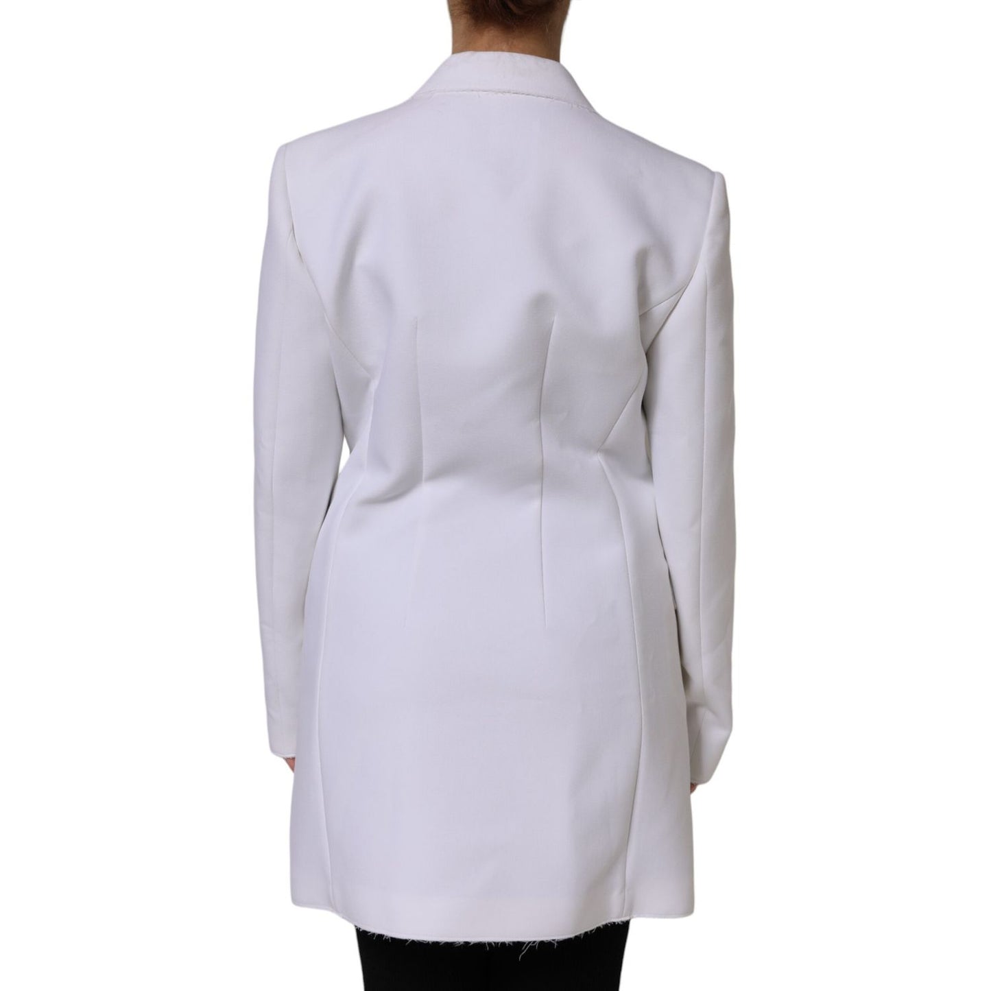 MSGM White Polyester Long Sleeves Ruffled Wrap Jacket 1728,67345645728,Clothing,Coats - Jackets & Coats - Clothing,IT46|XL,Jackets & Coats - Clothing,Jackets & Coats - Women - Clothing,Material: 84% Polyester 10% Viscose 6% Elastane,MSGM,New with tags,Whi