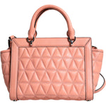 Michael Kors Peach Quilted Leather Logo Crossbody VIVIANNE Messenger Bag Michael Kors Dark Salmon