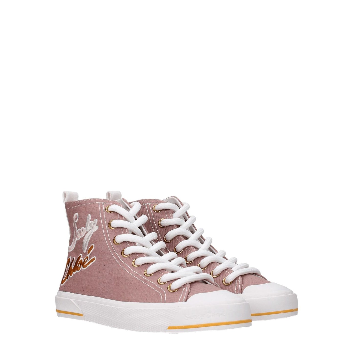 See By Chloé Pink Fabric High Top Sneakers