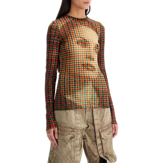 JEAN PAUL GAULTIER mesh tartan face top with unique Topwear JEAN PAUL GAULTIER Dim Gray