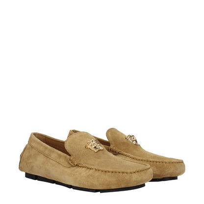Versace Beige Leather Slip-On Loafers