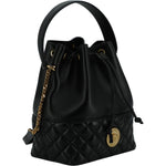 Versace Elegant Black Leather Medusa Bucket Shoulder Bag 8056204626517