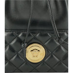 Versace Elegant Black Leather Medusa Bucket Shoulder Bag 8056204626517