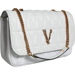 Versace White Mini Nappa Leather Crossbody Shoulder Bag Versace Light Gray